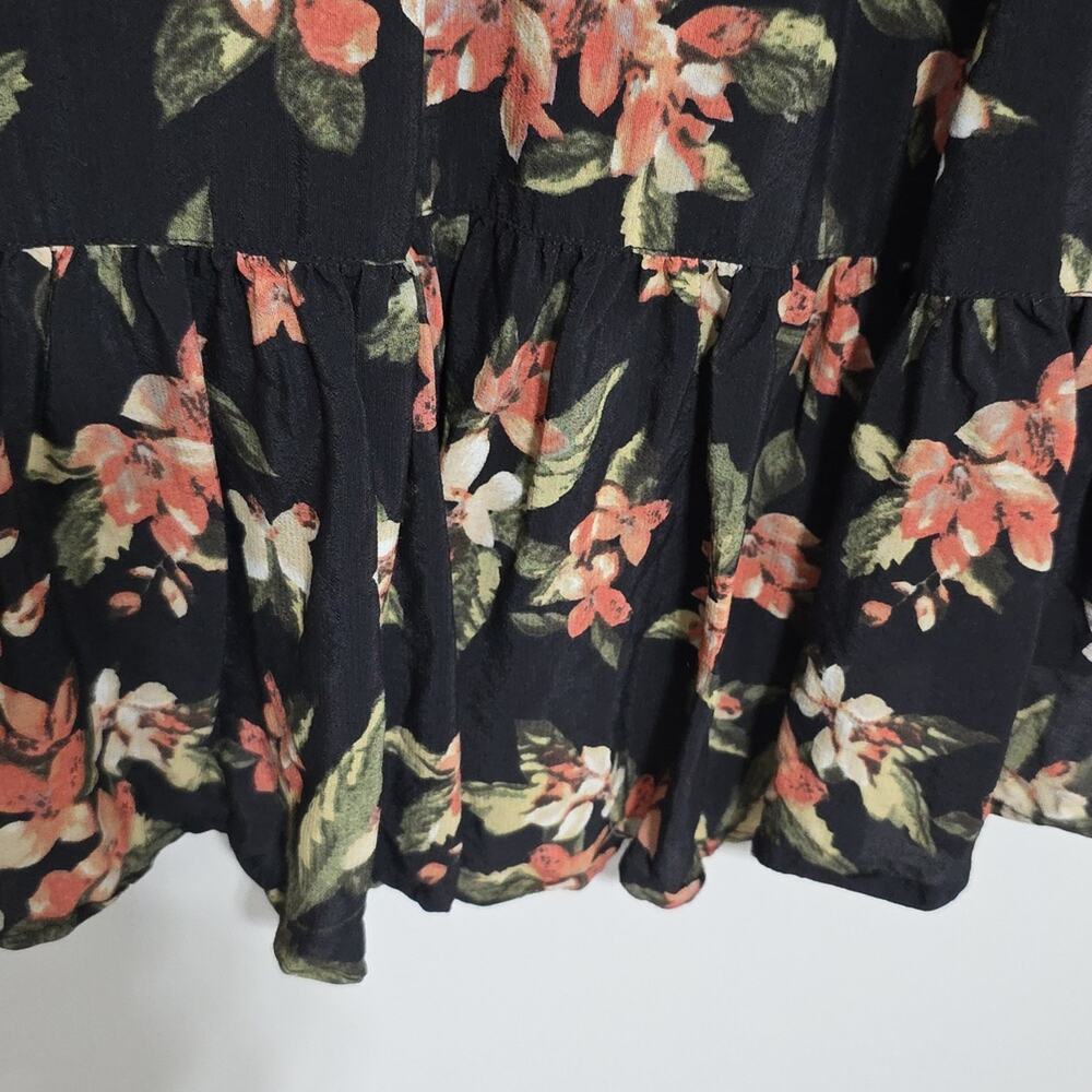 John Mark Sz M BOHO Grunge Goth Embroidered Tassels Black Dark Moody Floral Top - Picture 7 of 12